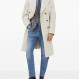 Brunello Cucinelli One-and-a-half-breasted coat in wide cashmere corduroy with patch pockets and metal buttons