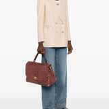 Zanellato Postina Jones Medium handbag in vinaccio suede leather