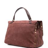 Zanellato Postina Jones Medium handbag in vinaccio suede leather