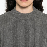 Jil Sander Grey Textured Ribbed Sweater