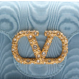 Valentino Garavani Locò Moiré Fabric Clutch with Jewel Logo