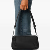 Ami Paris SolidBlack Patchwork Crossbody NylonLined Bag