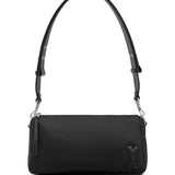 Ami Paris SolidBlack Patchwork Crossbody NylonLined Bag