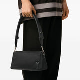 Ami Paris SolidBlack Patchwork Crossbody NylonLined Bag