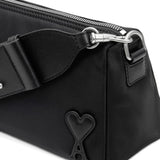 Ami Paris SolidBlack Patchwork Crossbody NylonLined Bag