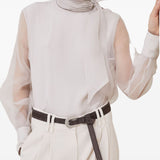 Brunello Cucinelli Beige Pussybow Blouse