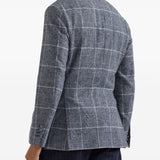 Brunello Cucinelli Deconstructed Cavallo jacket in Prince of Wales overcheck alpaca and wool with metal buttons