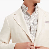 Brunello Cucinelli Linen, wool and silk diagonal deconstructed Cavallo blazer
