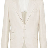 Brunello Cucinelli Linen, wool and silk diagonal deconstructed Cavallo blazer