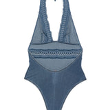 Ermanno Scervino Blue Crochet Lace Swimsuit