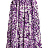 Dolce & Gabbana Gathered twill skirt with maiolica print
