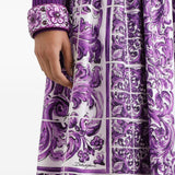 Dolce & Gabbana Gathered twill skirt with maiolica print