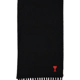 Ami Paris Ami de Coeur fringed-edge wool scarf