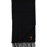 Ami Paris Ami de Coeur fringed-edge wool scarf
