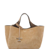 Tod's Logo-charm suede tote bag