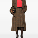 Saint Laurent Brown Plaid Midi Skirt