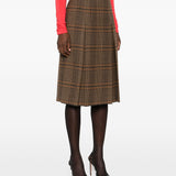 Saint Laurent Brown Plaid Midi Skirt