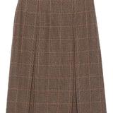 Saint Laurent Brown Plaid Midi Skirt