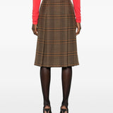 Saint Laurent Brown Plaid Midi Skirt