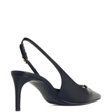 DolceGabbana Black Pointed Buckle Slingback Mid Heel