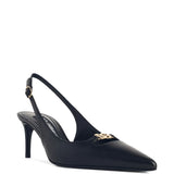 DolceGabbana Black Pointed Buckle Slingback Mid Heel