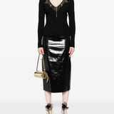 Self-Portrait Lace-trimmed ribbed top