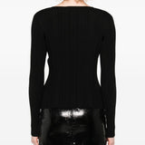 Self-Portrait Lace-trimmed ribbed top