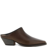 Brunello Cucinelli Brown Square Toe Leather Sandals