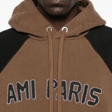 Ami Paris Brown Raglan Sleeve Hoodie