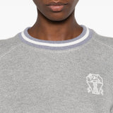 Brunello Cucinelli Grey Embroidered Sweater