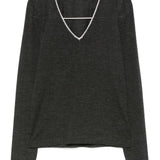 Brunello Cucinelli Grey V Neck Sweater