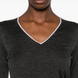 Brunello Cucinelli Grey V Neck Sweater