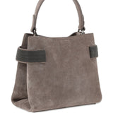 Brunello Cucinelli Essence Small Suede Top-Handle Bag with Precious Bands
