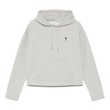 Ami Paris Grey Cropped Drawstring Hoodie