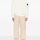 Stone Island Ivory Ribbed Crewneck Sweater