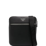Emporio Armani Flat shoulder bag in regenerated saffiano leather with ASV eagle plaque