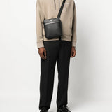 Emporio Armani Flat shoulder bag in regenerated saffiano leather with ASV eagle plaque