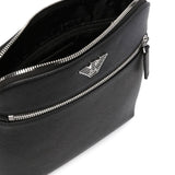 Emporio Armani Flat shoulder bag in regenerated saffiano leather with ASV eagle plaque