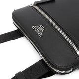 Emporio Armani Flat shoulder bag in regenerated saffiano leather with ASV eagle plaque