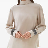 Brunello Cucinelli Beige High Neck Top