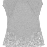 Ermanno Scervino Lightgrey Lace Trimming Roundneck Top