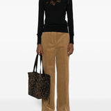 ErmannoScervino Black Lace Neck Turtleneck Ribbed Sweater