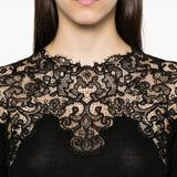 Ermanno Scervino Black Lace Embellished Round Neck Sweater