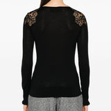 Ermanno Scervino Black Lace Embellished Round Neck Sweater