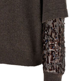 Brunello Cucinelli Brown Sequined Embellishment Sweater