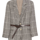 Brunello Cucinelli Brown Checked Belted Blazer