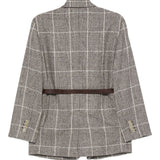 Brunello Cucinelli Brown Checked Belted Blazer