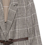 Brunello Cucinelli Brown Checked Belted Blazer
