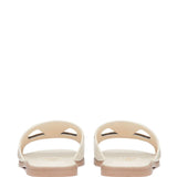 Valentino Garavani Ivory VLogo Sandals Branded Footbed