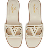 Valentino Garavani Ivory VLogo Sandals Branded Footbed